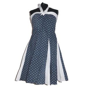 Coastal Babe Halter Fit & Flare Sailor Dress Blue/White - Unique Vintage (XXL) ❧